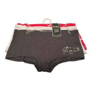 XOXO Intimates Ladies Size XL Cotton Boyshorts Set of 3 Made to Shine Cotton Spa